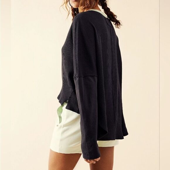 NWT - We The Free Jayson Ringer Tee - Long Sleeve Thermal in Black Combo Size: - Picture 3 of 9